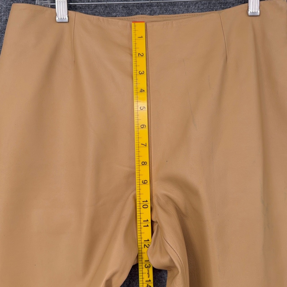 Siena Studio Women Camel Leather Pants Straight Leg High Rise Size 12 NWT - Picture 8 of 10